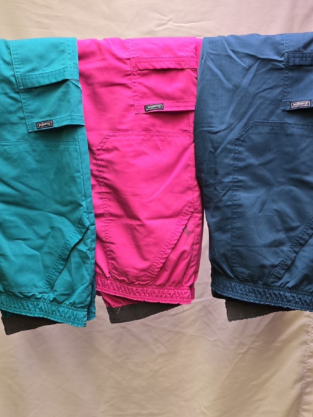 3 Pairs Of Sanibel Scrub Pants in Teal, Hot Pink & Blue - Medium Petite
